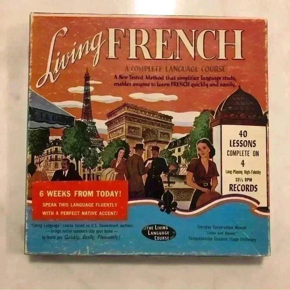 1955 The Living Language Course French lessons on 4 hifi 33 1/3 RPM Records - Picture 1 of 16